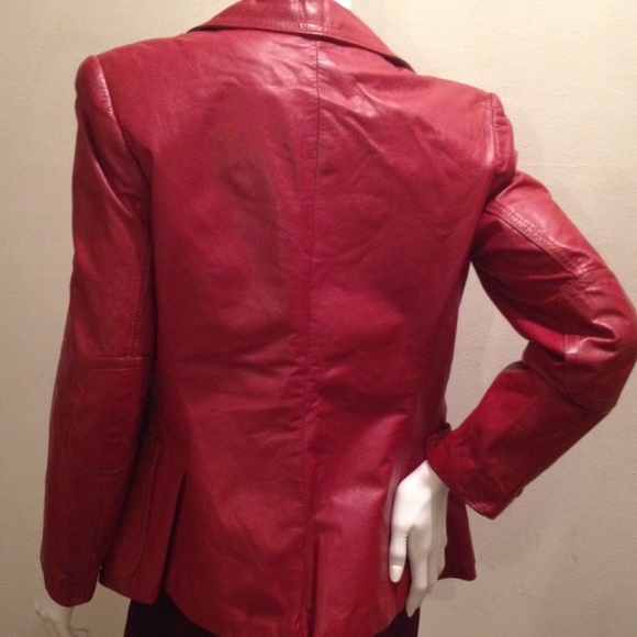 Red Vintage Leather Blazer Size Small - Picture 2 of 7